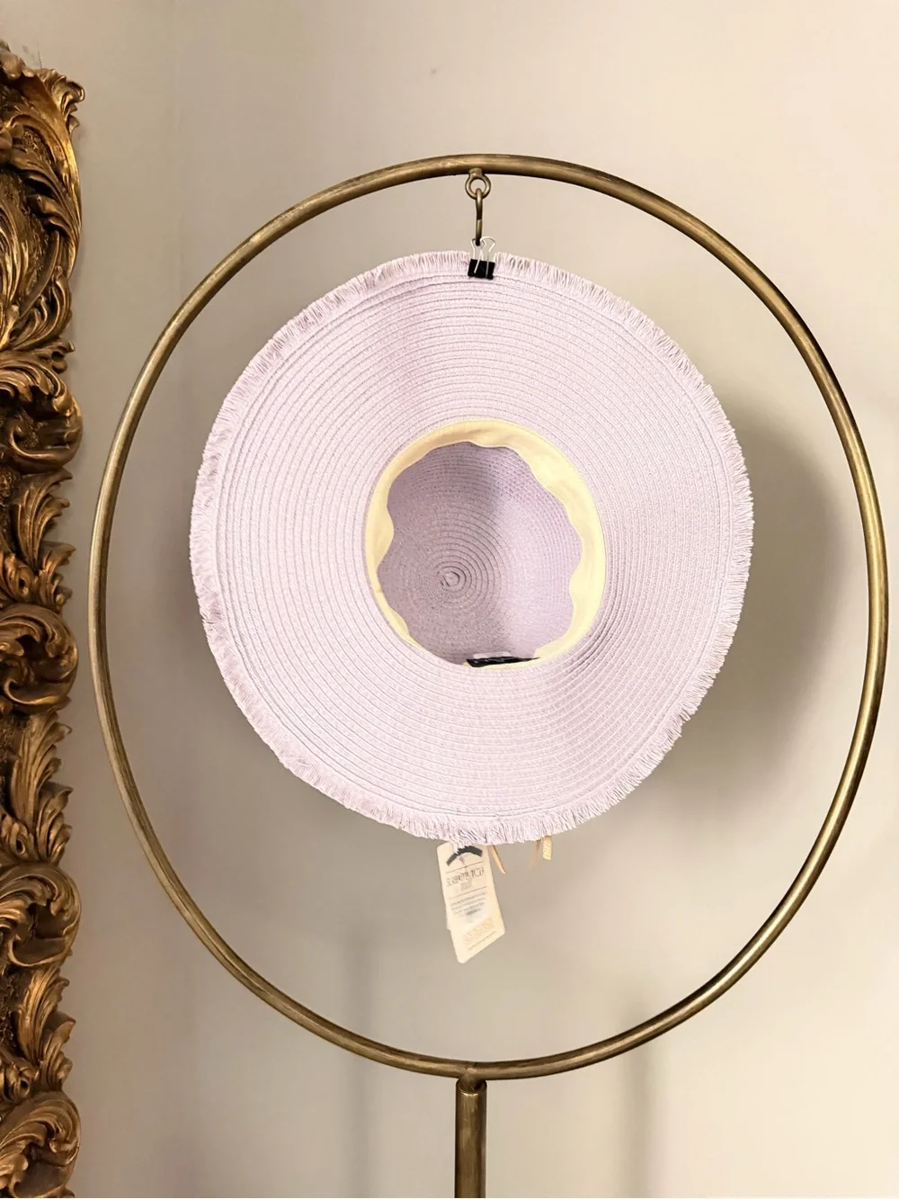 Panama Jack Lilac Wide Brim Sun Hat with Tan Band- Adjustable Size